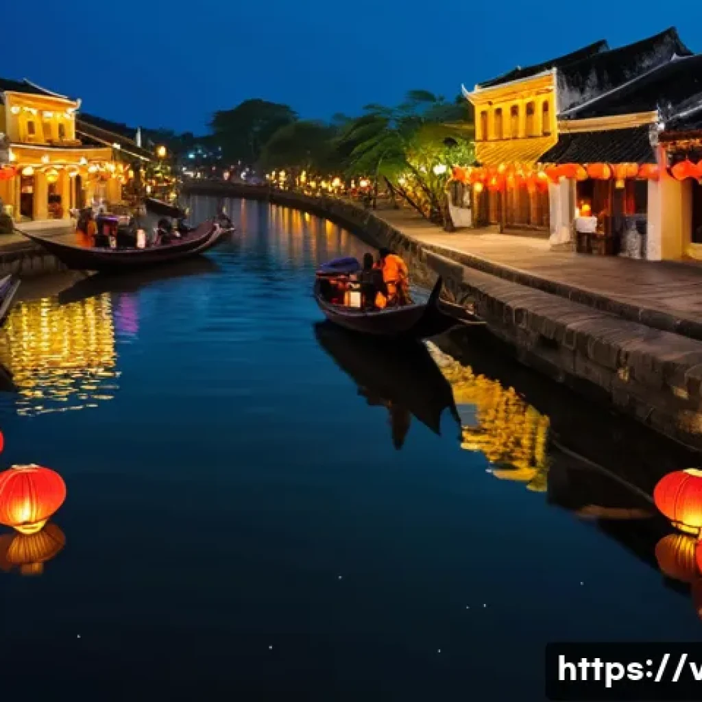 베트남 호이안 야시장 - A breathtaking panoramic view of Hoi An's Thu Bon River at night. Thousands of vibrant, colorful tra...